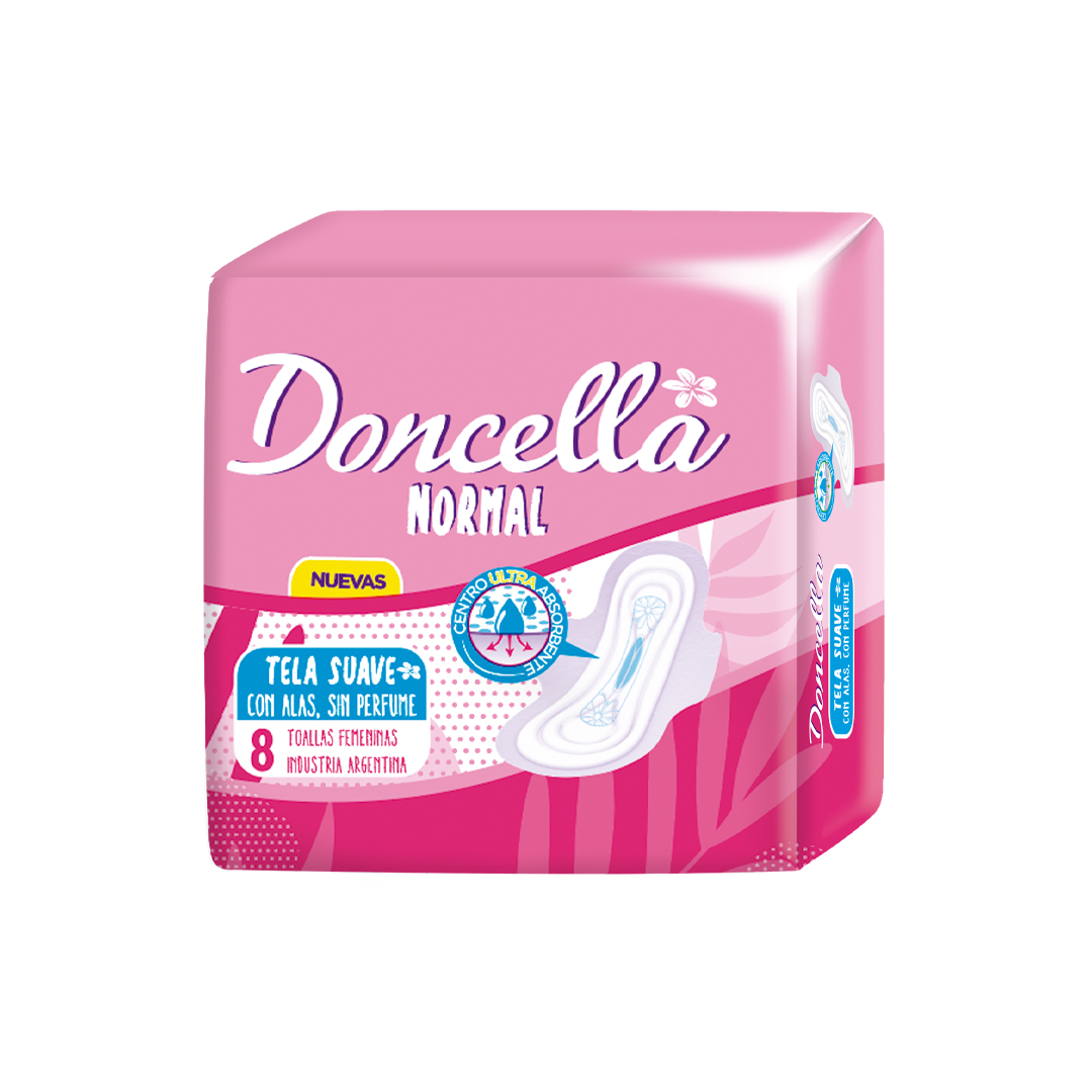 Toalla pocket normal con alas tela suave sin perfume x8